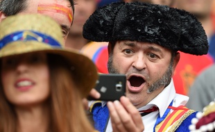 Un supporter espagnol au Stadium de Toulouse le 16 juin 2016 lors du match Espagne-République Tchèque.
