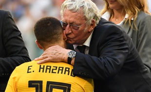 Gérard Linard, le président de la fédération belge de foot, aux côtés d'Eden Hazard au Mondial 2018.