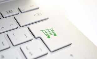 Illustration d'une personne réalisant des achats en ligne.