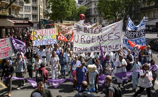 Manifestation le 6 juin des paramédicaux en grève depuis des semaines le 6 juin 2019 à Paris.
