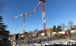 Le chantier de la future préfecture le long du boulevard d'Armorique, à Rennes. Ici le 20 janvier 2020.