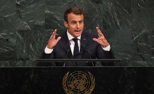 Emmanuel Macron lors de son discours à l'ONU.