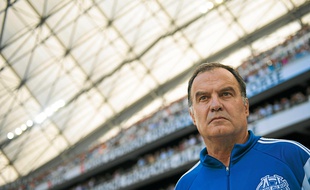 Marcelo Bielsa en conférence de presse, jeudi à La Commanderie.