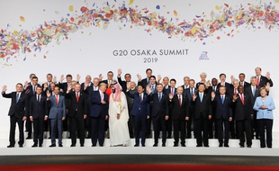 Les chefs d'Etats des dix-neuf pays et de l'Union européenne, au G20 à Osaka, au Japon, le 26 juin 2019.