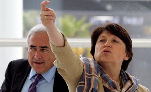 Dominique Strauss-Kahn et Martine Aubry le 6 mai 2006 à Bordeaux.