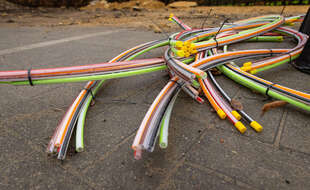 Des câbles de fibre optique à Ghent, en Belgique, le 8 février 2022. (Illustration)