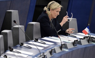 French Front National (National Front - FN) far-right party's President, European MP and candidate for the 2017 French Presidential elections Marine Le Pen attends a debate on the conclusions of the European Council meeting on October 20-21 at the European Parliament in Strasbourg, eastern France, on October 26, 2016. / AFP PHOTO / FREDERICK FLORIN
