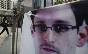 Banderole de soutien à l'ancien employé de la CIA Edward Snowden, à Hong Kong, le 20 juin 2013.