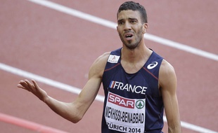 Mahiedine Mekhissi aux championnats d'Europe en 2014.