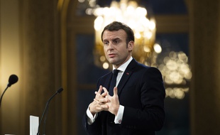 Emmanuel Macron lors d'une réception à l'Elysée en janvier 2020
