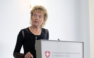 La ministre des Finances suisse Eveline Widmer-Schlumpf le 25 juillet 2014, à Bern