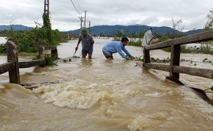Une zone inondée de la province de Nghe An, dans le centre du Vietnam, le 11 octobre 2017.