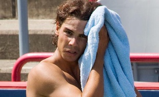 Le tennisman espagnol Rafael Nadal, lors d'un entraînement à Montréal, le 7 août 2009.