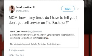 Rebekah Martinez a réagi sur Twitter le vendredi 2 février 2018.