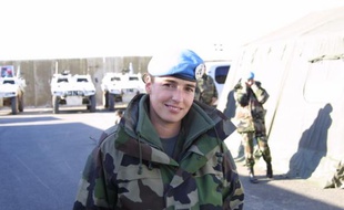 Le lieutenant Trimouillas, casque bleu français de la Finul, au Sud-Liban, le 6 janvier 2009.