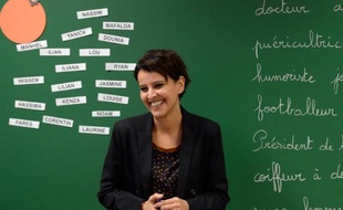 La ministre des Droits des femmes vient présenter l'ABCD de l'égalité dans une école de Villeurbanne près de Lyon, le 13 janvier 2014