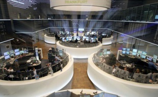 Vue générale de la Bourse de Francfort, le 9 février 2016