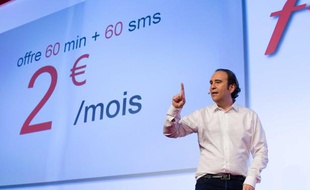 Xavier Niel, le fondateur d'Iliad, lors de la présentation des offres Free Mobile, le 10 janvier 2012.
