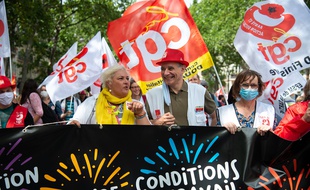 Le cortège lors de la manifestation des soignants le 14 juillet 2020.