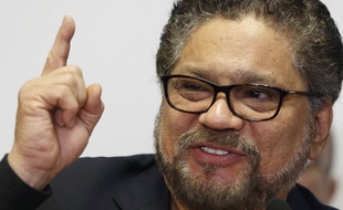 L'ex numéro deux des Farc, Ivan Marquez, à Bogota le 10 avril 2018.