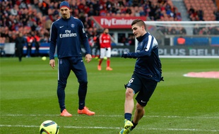 Zlatan Ibrahimovic et Marco Verratti, le 20 février 2016.