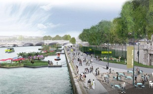 Port des Invalides-Concorde
Aménagements:
Voie sur berge rive gauche transformée au profit des piétons, rollers, cyclistes et des pratiques urbaines de plein air
Promenade au bord de l’eau de la Tour Eiffel au musée d’Orsay
Installations, usages:
Activités de loisirs : sports sur la berge (volley-ball, tennis...), archipel de jardins flottants