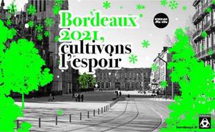 La carte de voeux de la mairie de Bordeaux où la statue de Jacques Chaban-Delmas n'apparaît pas