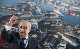 Conference de Presse du PDG de Ficantieri, Giuseppe Bono au chantier naval de Saint-Nazaire (Loire-Atlantique)//SALOM-GOMIS_salomgomis013/Credit:SEBASTIEN SALOM-GOMIS/SIPA/1704191600