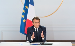 Emmanuel Macron, en conférence de presse dans la salle des fêtes de l'Elysée, le 25 avril 2019.