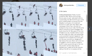 Capture d'écran de la photographie publiée sur le compte de Mickey Wilson, un américain adepte de slackline.
