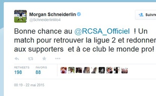 Tweet d'encouragement de Morgan Schneiderlin.