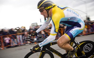 Le cycliste Lance Armstrong, lors du prologue du Tour de Californie, le 14 février 2009.