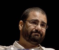 FILE - Egypt's leading pro-democracy activist Alaa Abdel-Fattah speaks during a conference at the American University in Cairo, Egypt, Sept. 22, 2014. The head of Amnesty International says that the proceedings of COP27 will be stained by the death of Egypt's leading rights activist on a hunger and water strike in prison if Egyptian authorities do not release him within days. Speaking in Cairo Sunday, Nov. 6, 2022 Amnesty's chief said the government had no more than 72 hours to save Alaa Abdel-Fattah's life. (AP Photo/Nariman El-Mofty, File)/NYPS201/22310516884761/A SEPT. 22, 2014 FILE PHOTO./2211081623