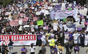 Une manifestation pour sauver la réforme de la santé «Obamacare», en mars 2017.
