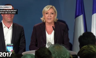 Marine Le Pen réagit après les résultats du premier tour des législatives.