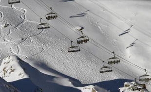 Des skieurs au Val d'Isère le 21 décembre 2014