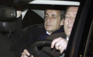 Nicolas Sarkozy quitte le pôle financier du palais de justice de Paris le 16 février 2016.