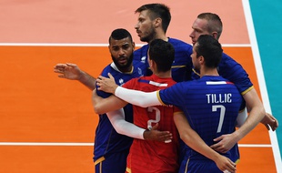 L'équipe de France de volley lors de sa défaite face au Brésil