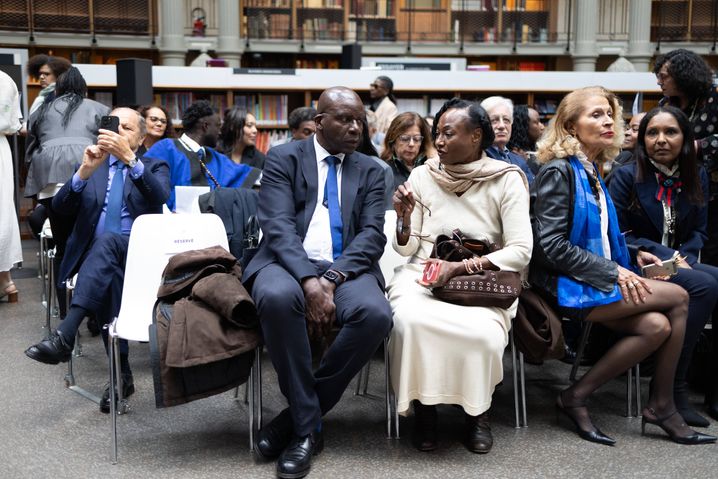 Jacques Martial en avril 2024 à la BNF pour un hommage à Maryse Condé.