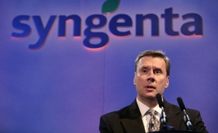 Mike Mack, le directeur général de Syngenta, le 7 février 2008, lors d'une conférence de presse à Londres