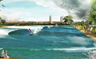 Une illustration artistique du projet porté par Surf Park Bordeaux.