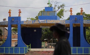L'entrée du "Parc des Emigrants" à Intipuca, le 21 octobre 2014 au Salvador