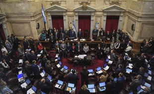 Le sénat argentin au début des débats sur la légalisation de l'avortement, le 8 août 2018.