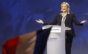 Marine Le Pen, en meeting à Nice, la 27 avril 2017.
