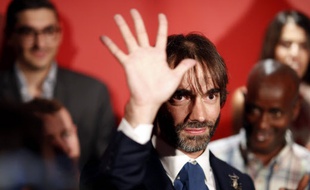 Cédric Villani lors de sa déclaration du candidature, jeudi, dans le 14e arrondissement.