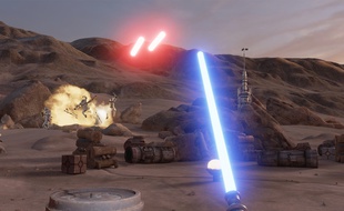 Une scène de l'expérience «Star Wars Trials on Tatooine» pour le HTC Vive.