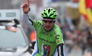 Le coureur de l'équipe Cannondale, Peter Sagan, lors de sa victoire sur Gand-Wevelgem le 24 mars 2013.