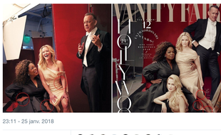 Capture d'écran d'un tweet pointant du doigt les erreurs de retouches grossières en Une du nouveau numéro de Vanity Fair.