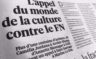 «Libé» a publié le 3 avril 2017 un appel signé à faire barrage au FN aux élections signé par une centaine de personnalité du monde des arts et de la culture.