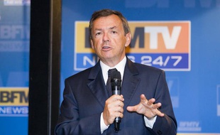 Alain Weill lors de la conférence de presse de rentrée de BFM TV, le 28 août 2013.